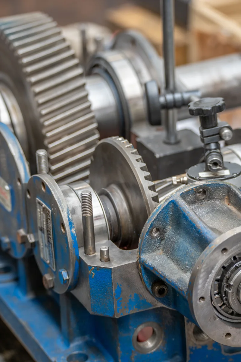 Industrial machinery with gears, shafts and metal components